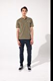 Regular Fit Normal Kesim Polo Yaka Haki Tişört