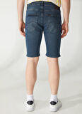 Regular Fit Normal Kesim Normal Bel Mavi Esnek Jean Kot Şort