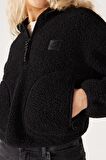 All Terrain Gear Regular Fit Kapüşonlu Yarım Fermuarlı Siyah Sherpa Sweatshirt