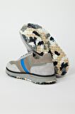 %100 Deri Gri Süet Sneaker Ayakkabı