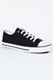%100 Keten Siyah Sneaker Ayakkabı