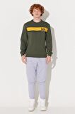 Regular Fit Normal Kesim Bisiklet Yaka Haki Sweatshirt