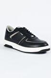 %100 Deri Siyah Sneaker Ayakkabı