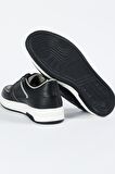%100 Deri Siyah Sneaker Ayakkabı