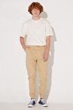 Regular Fit Normal Kesim Normal Bel Bej Esnek Jogger Pantolon