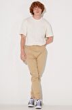 Regular Fit Normal Kesim Normal Bel Bej Esnek Jogger Pantolon