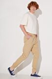 Regular Fit Normal Kesim Normal Bel Bej Esnek Jogger Pantolon