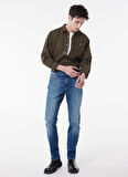 Slim Fit Dar Kesim Normal Bel Mavi Esnek Rider Jean Denim Kot Pantolon