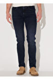 Luke Slim Fit Dar Kesim Düşük Bel Koyu Mavi Esnek Jean Kot Pantolon