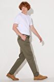 Slim Fit Dar Kesim Normal Bel Haki Esnek Jogger Pantolon
