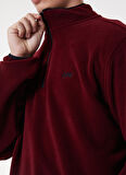 Regular Fit Normal Kesim Dik Yaka Yarım Fermuarlı Bordo Polar