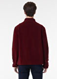 Regular Fit Normal Kesim Dik Yaka Yarım Fermuarlı Bordo Polar