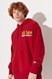 Loose Fit Rahat Kesim Kapüşonlu Şardonlu Kırmızı Sweatshirt