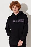 Loose Fit Rahat Kesim Kapüşonlu Şardonlu Siyah Sweatshirt
