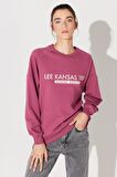 Oversize Fit Geniş Kesim Bisiklet Yaka Şardonlu Koyu Pembe Sweatshirt