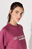 Oversize Fit Geniş Kesim Bisiklet Yaka Şardonlu Koyu Pembe Sweatshirt