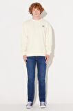 Relaxed Fit Rahat Kesim %100 Pamuk Bisiklet Yaka Şardonlu Ekru Sweatshirt