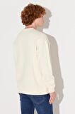 Relaxed Fit Rahat Kesim %100 Pamuk Bisiklet Yaka Şardonlu Ekru Sweatshirt