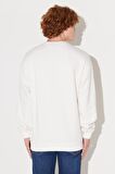 Relaxed Fit Geniş Kesim Bisiklet Yaka İçi Polarlı Ekru Sweatshirt