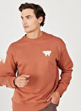 Wrangler Bisiklet Yaka Kahve Erkek Sweatshırt W232243219 Oversize Sweatshirt