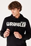 Regular Fit Normal Kesim Kapüşonlu İçi Polarlı Siyah Sweatshirt