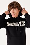 Regular Fit Normal Kesim Kapüşonlu İçi Polarlı Siyah Sweatshirt