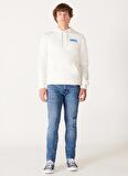 Wrangler Kapüşon Yaka Kırık Beyaz Erkek Sweatshırt W232258102 Kapüşonlu Sweatshirt