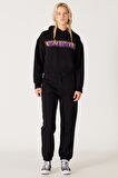 Regular Fit Normal Kesim Kapüşonlu İçi Polarlı Siyah Sweatshirt