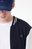 Regular Fit Normal Kesim Dik Yaka Lacivert Bomber Ceket