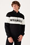 Regular Fit Normal Kesim %100 Pamuk İçi Polarlı Dik Yaka Siyah Sweatshirt