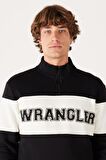 Regular Fit Normal Kesim %100 Pamuk İçi Polarlı Dik Yaka Siyah Sweatshirt