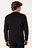 Regular Fit Normal Kesim %100 Pamuk İçi Polarlı Siyah Sweatshirt