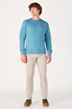 Bisiklet Yaka Sweatshirt Storm Blue