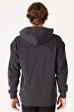 Loose Fit Rahat Kesim %100 Pamuk İçi Polarlı Koyu Gri Sweatshirt