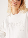Relaxed Fit Geniş Kesim %100 Pamuk Bisiklet Yaka Beyaz Sweatshirt