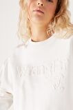 Relaxed Fit Geniş Kesim %100 Pamuk Bisiklet Yaka Beyaz Sweatshirt