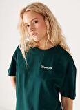Wrangler Bisiklet Yaka Koyu Yeşil Kadın T-Shirt W7R9EEG61-Koyu Yeşil