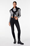 Skinny Fit Dar Kesim Yüksek Bel Siyah High Rise Esnek Jean Denim Kot Pantolon
