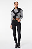 Skinny Fit Dar Kesim Yüksek Bel Siyah High Rise Esnek Jean Denim Kot Pantolon