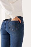 High Rise Skinny Fit Dar Kesim Yüksek Bel Mavi Esnek Jean Kot Pantolon
