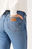 Mom Straight Fit Yüksek Bel Açık Mavi Esnek Jean Kot Pantolon