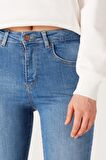 High Rise Skinny Fit Dar Kesim Yüksek Bel Açık Mavi Esnek Jean Kot Pantolon