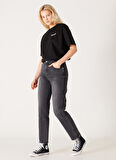 Wrangler Yüksek Bel Dar Paça Regular Fit Gri Kadın Denim Pantolon W27MMR496-Gri