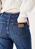 Wrangler Yüksek Bel Dar Paça Mavi Kadın Denim Pantolon W2HCMQ478-Mavi
