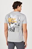 All Terrain Gear Regular Fit Normal Kesim %100 Pamuk Bisiklet Yaka Sırt Baskılı Gri Tişört
