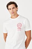 All Terrain Gear Regular Fit Normal Kesim %100 Pamuk Bisiklet Yaka Sırt Baskılı Beyaz Tişört