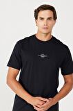 All Terrain Gear Oversize Fit Geniş Kesim %100 Pamuk Bisiklet Yaka Sırt Baskılı Siyah Tişört