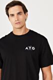 All Terrain Gear Loose Fit Rahat Kesim %100 Pamuk Bisiklet Yaka Sırt Baskılı Siyah Tişört