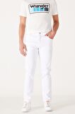 Texas Slim Fit Dar Kesim Normal Bel Beyaz Esnek Pantolon