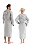 Unisex Kapşonlu 4 Kat Müslin Bornoz (Gri, L/XL)